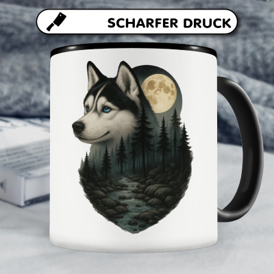 Tasse mit dem Motiv Husky im Mondlicht - Ansicht 5
