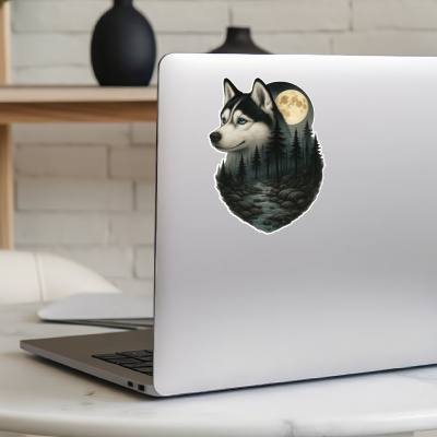 Husky im Wald Aufkleber Bunt - Ansicht 5