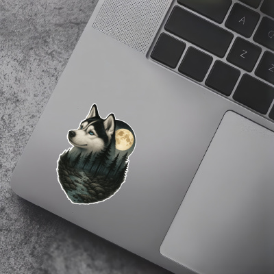 Husky im Wald Aufkleber Bunt - Ansicht 7