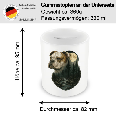 Spardose mit dem Motiv American Bulldog im Mondlicht - Ansicht 2