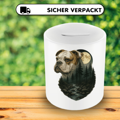 Spardose mit dem Motiv American Bulldog im Mondlicht - Ansicht 4