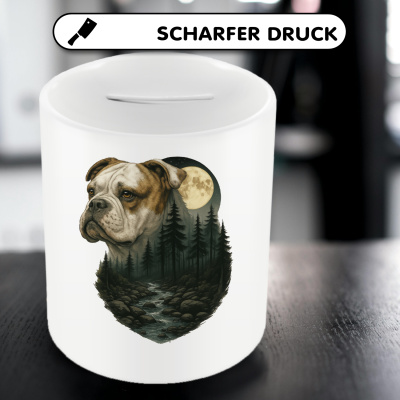 Spardose mit dem Motiv American Bulldog im Mondlicht - Ansicht 5