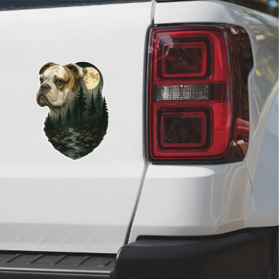 American Bulldog im Wald Aufkleber Bunt - Ansicht 2