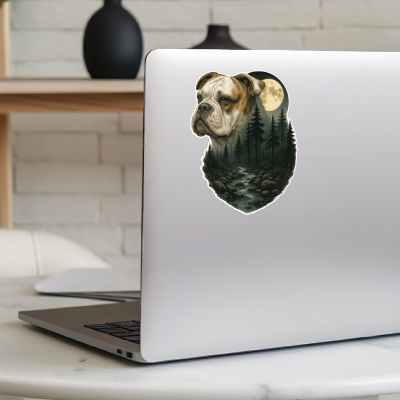 American Bulldog im Wald Aufkleber Bunt - Ansicht 5