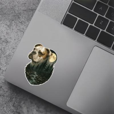 American Bulldog im Wald Aufkleber Bunt - Ansicht 7