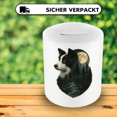 Spardose mit dem Motiv Border Collie im Mondlicht - Ansicht 4