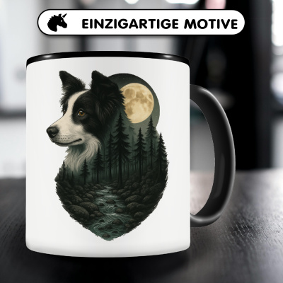 Tasse mit dem Motiv Border Collie im Mondlicht - Ansicht 3