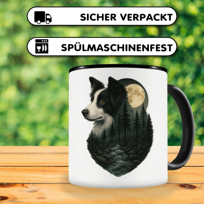 Tasse mit dem Motiv Border Collie im Mondlicht - Ansicht 4