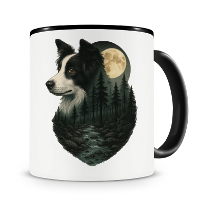 Tasse mit dem Motiv Border Collie im Mondlicht