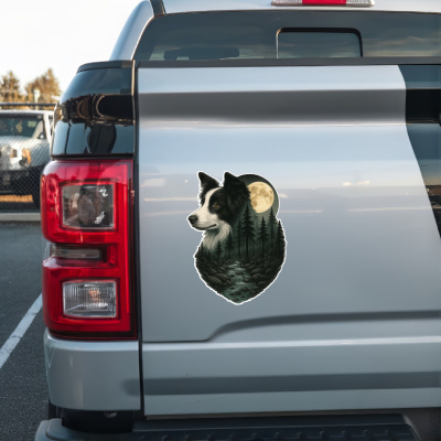 Border Collie im Wald Aufkleber Bunt - Ansicht 2