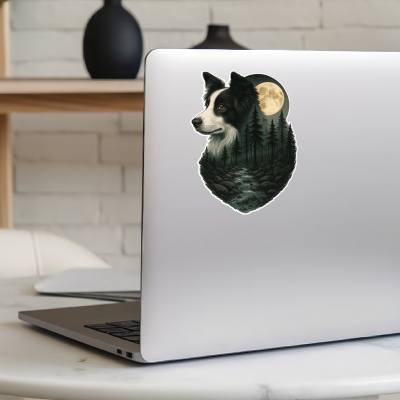 Border Collie im Wald Aufkleber Bunt - Ansicht 5