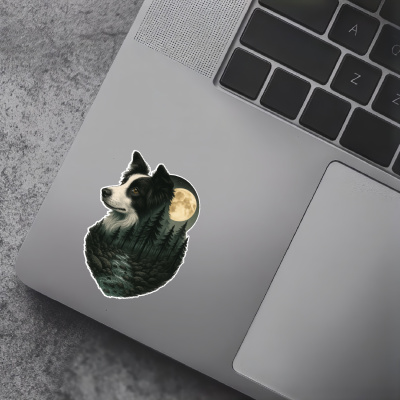 Border Collie im Wald Aufkleber Bunt - Ansicht 7