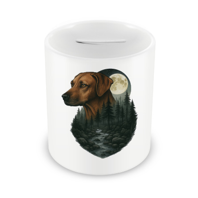 Spardose mit dem Motiv Rhodesian Ridgeback im Mondlicht