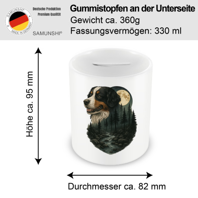 Spardose mit dem Motiv Berner Sennenhund im Mondlicht - Ansicht 2