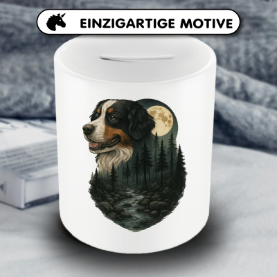 Spardose mit dem Motiv Berner Sennenhund im Mondlicht - Ansicht 3