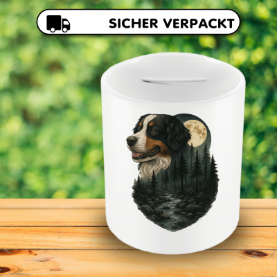 Spardose mit dem Motiv Berner Sennenhund im Mondlicht - Ansicht 4