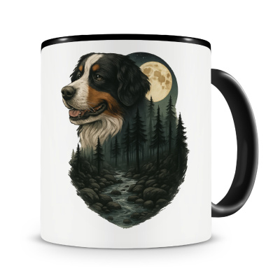 Tasse mit dem Motiv Berner Sennenhund im Mondlicht