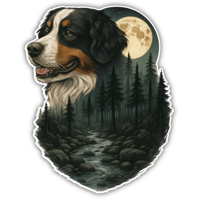Wandtattoo  Berner Sennenhund im Mondlicht 