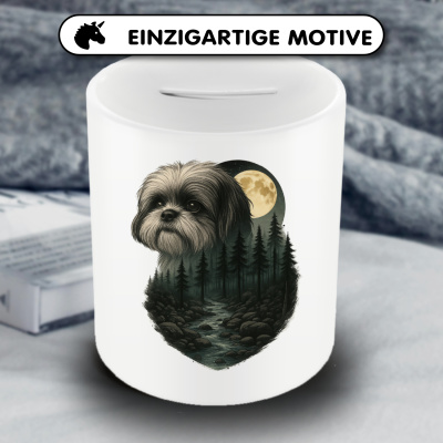 Spardose mit dem Motiv Shih Tzu im Mondlicht - Ansicht 3