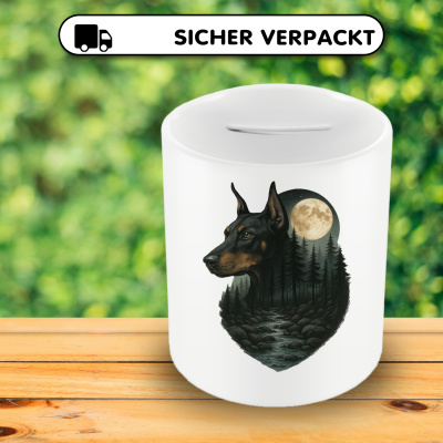 Spardose mit dem Motiv Dobermann im Mondlicht - Ansicht 4
