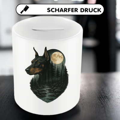 Spardose mit dem Motiv Dobermann im Mondlicht - Ansicht 5