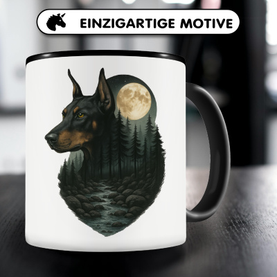 Tasse mit dem Motiv Dobermann im Mondlicht - Ansicht 3