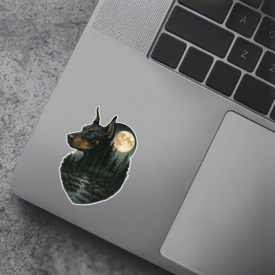 Dobermann im Wald Aufkleber Bunt - Ansicht 7