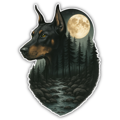 Wandtattoo  Dobermann im Mondlicht 