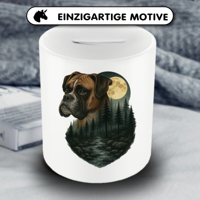 Spardose mit dem Motiv Boxer im Mondlicht - Ansicht 3