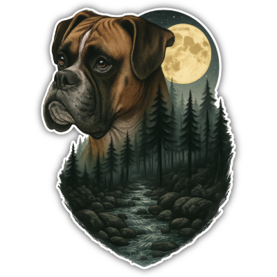 Wandtattoo  Boxer im Mondlicht 