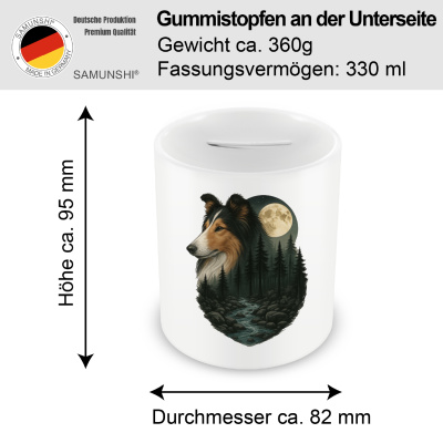 Spardose mit dem Motiv Collie im Mondlicht - Ansicht 2