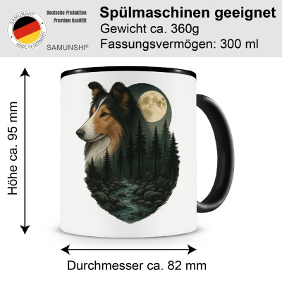 Tasse mit dem Motiv Collie im Mondlicht - Ansicht 2