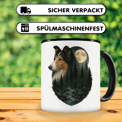 Tasse mit dem Motiv Collie im Mondlicht - Ansicht 4