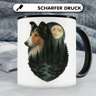 Tasse mit dem Motiv Collie im Mondlicht - Ansicht 5