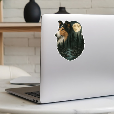 Collie im Wald Aufkleber Bunt - Ansicht 5