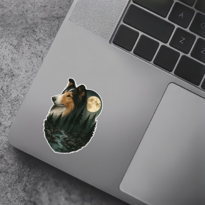 Collie im Wald Aufkleber Bunt - Ansicht 7