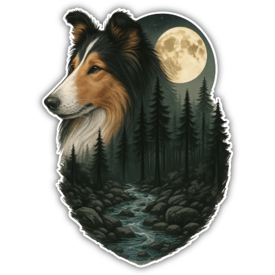 Wandtattoo  Collie im Mondlicht 
