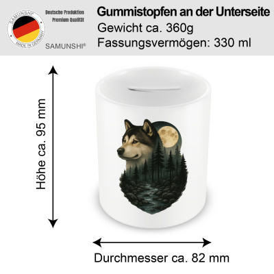 Spardose mit dem Motiv Akita im Mondlicht - Ansicht 2