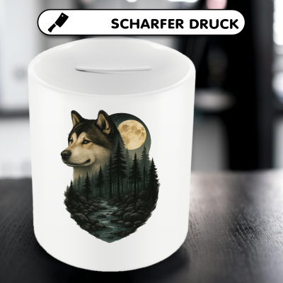 Spardose mit dem Motiv Akita im Mondlicht - Ansicht 5