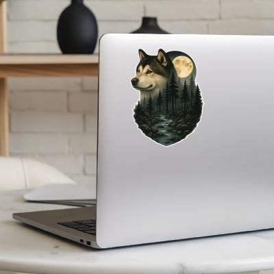 Akita im Wald Aufkleber Bunt - Ansicht 5