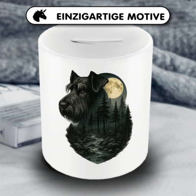 Spardose mit dem Motiv Riesenschnauzer im Mondlicht - Ansicht 3