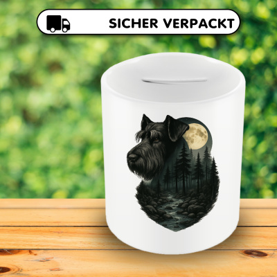 Spardose mit dem Motiv Riesenschnauzer im Mondlicht - Ansicht 4