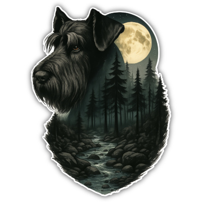 Wandtattoo  Riesenschnauzer im Mondlicht 