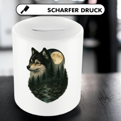 Spardose mit dem Motiv Deutscher Spitz im Mondlicht - Ansicht 5