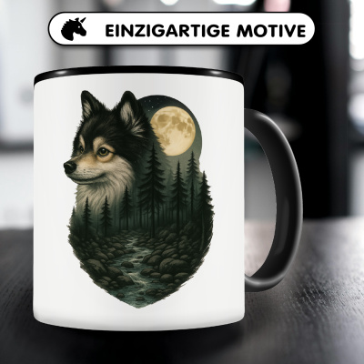 Tasse mit dem Motiv Deutscher Spitz im Mondlicht - Ansicht 3