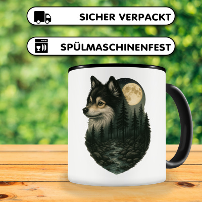 Tasse mit dem Motiv Deutscher Spitz im Mondlicht - Ansicht 4