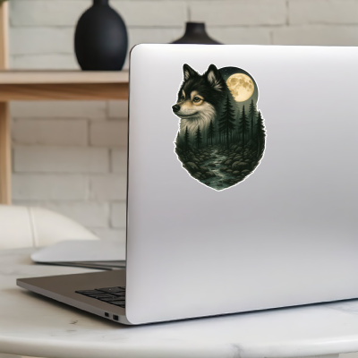 Deutscher Spitz im Wald Aufkleber Bunt - Ansicht 5