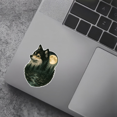 Deutscher Spitz im Wald Aufkleber Bunt - Ansicht 7