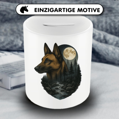 Spardose mit dem Motiv Malinois im Mondlicht - Ansicht 3