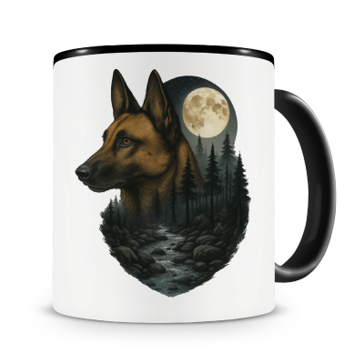 Tasse mit dem Motiv Malinois im Mondlicht